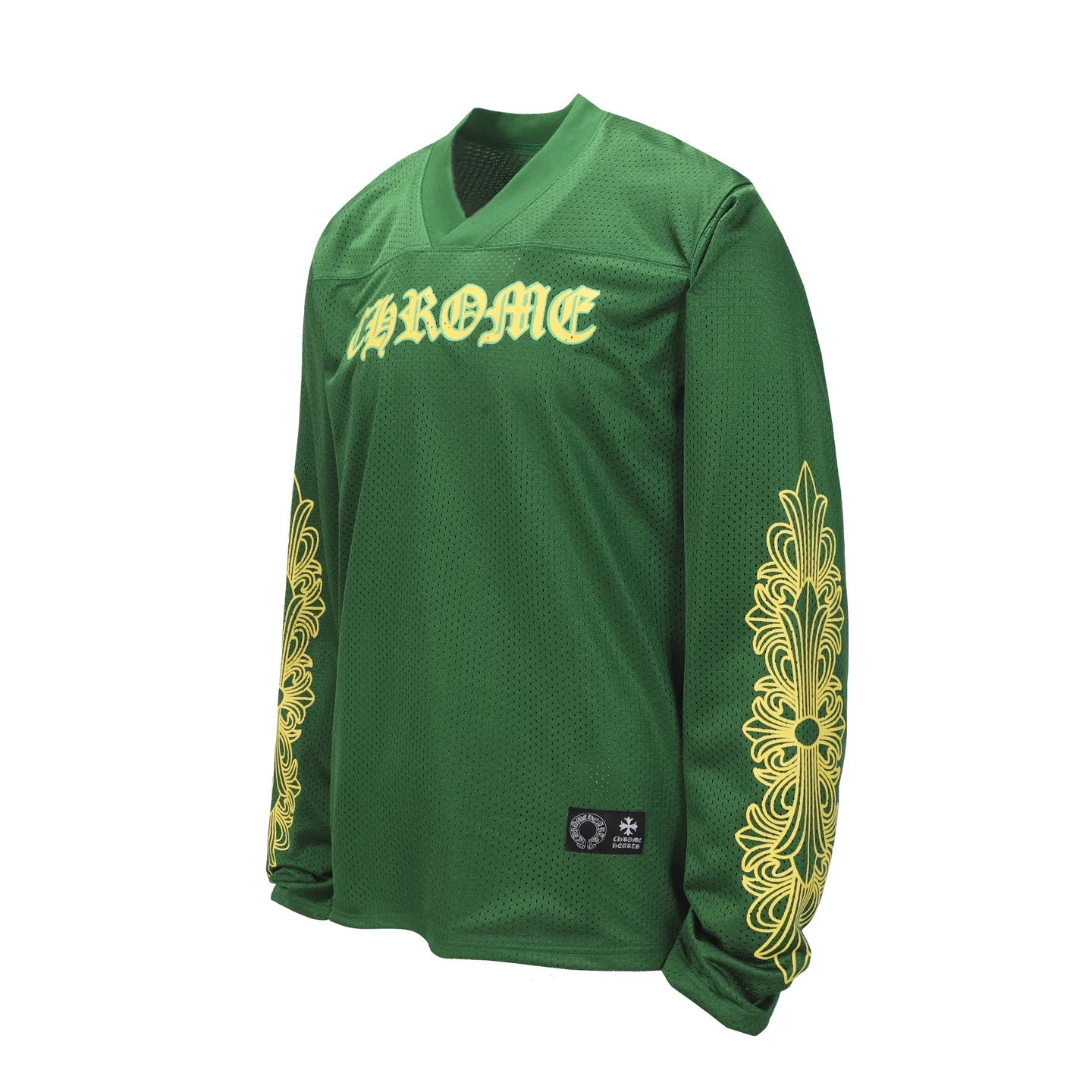 P190 Chrome Hearts CH Chrome Hearts popular Sanskrit printed mesh double-layer ice hockey jersey sports suit. Uses direct injection imported machine printing. Hardware and accessories are all ground and customized. Correct configuration. Black 2025 Chrome Hearts authentic packaging. 300 grams of custom-dyed mesh. Large version. Loose and stylish. Different from lower versions, slim and long version with upper body and hip stretch. 100% commitment: top quality. Not fast food. Highest version on the market. Top quality - different from ordinary versions on the market. If you care about quality, you should also respect the price. Absolutely 0 after-sales service and 0 return rate so far. It’s hard not to love the style - 300g mesh custom-dyed fabric - Correct high-density main mark, washed tag, hand-sewn